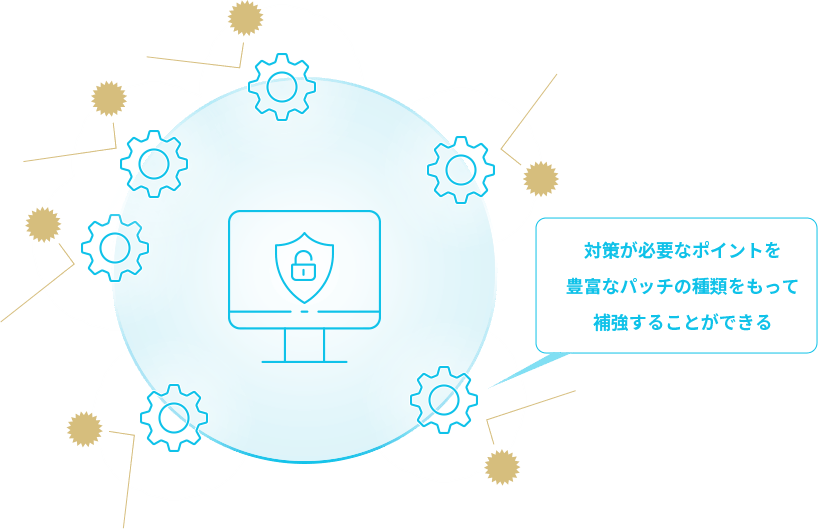対策が必要なポイントを豊富なパッチの種類をもって補強することができる